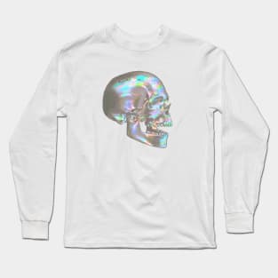 Iridescent Skull Profile in Lavender Blue Long Sleeve T-Shirt